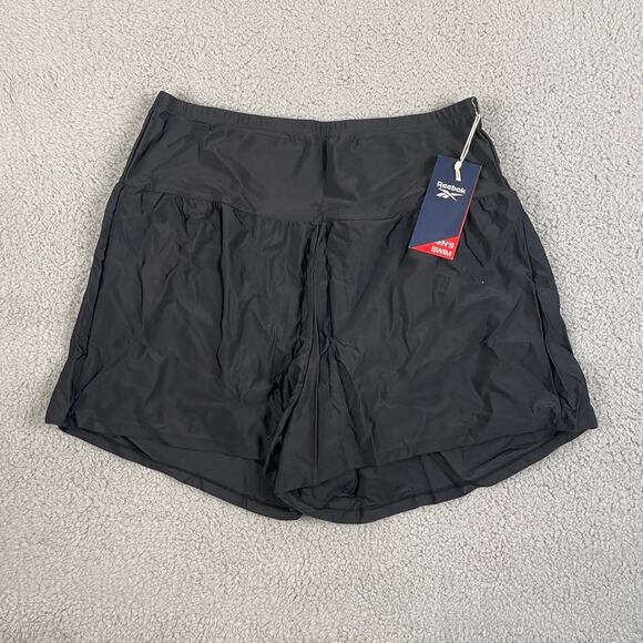 Reebok Women's Sz. 14 Black Quick Dry UPF 50+ Control Swim Shorts w/ Brief Liner - Picture 1 of 13